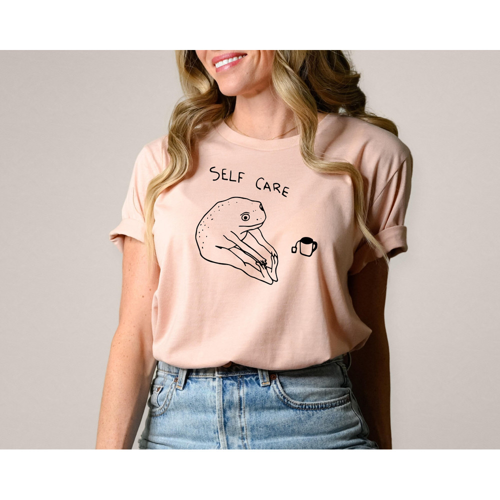 Funny Self Care Frog Shirt, Retro Vintage Self Care Shirt, Frog Lover Gift, Cool Frog Outfit, Cottagecore Frog Tshirt.jpg