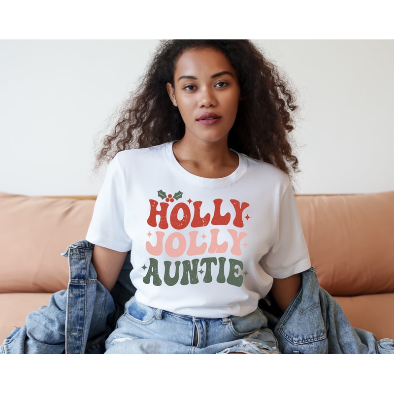 Holly Jolly Auntie Shirt ,Groovy Retro Christmas Shirt, Aunt Gift, Vintage Shirt, Gift for Christmas.jpg