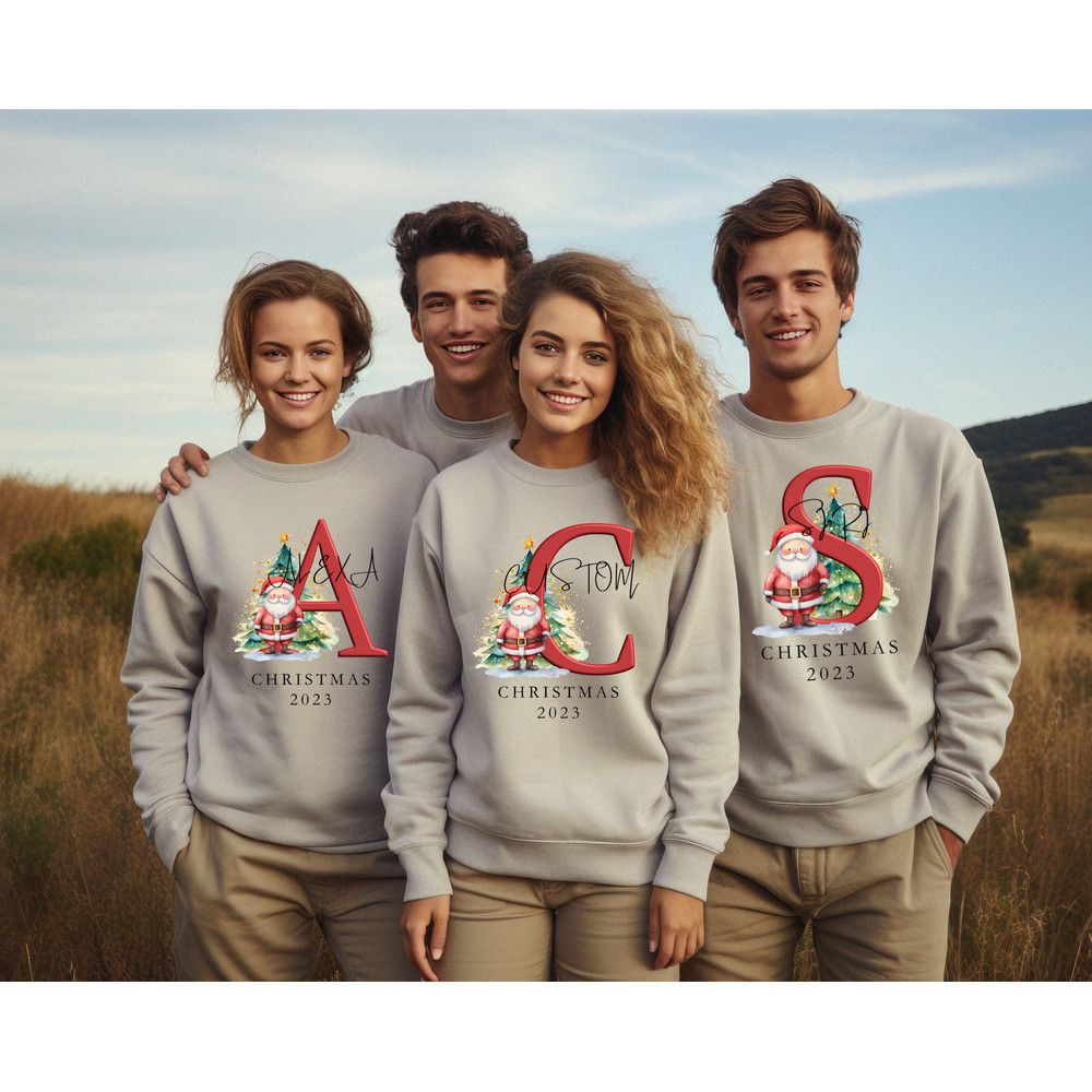 Monogrammed Family Christmas Sweatshirt, Personalized Christmas Family Sweatshirt, Christmas Gift, Custom Christmas Sweatshirt With Name.jpg