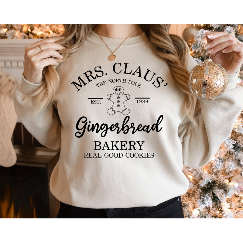 Mrs Claus Gingerbread Christmas Sweatshirt, Bakery Christmas Shirt, Funny Christmas Gift, Christmas Sweatshirt, Retro Christmas.jpg