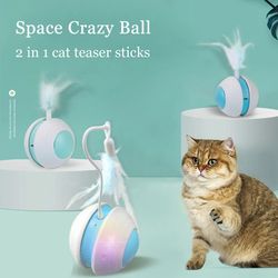 Engage Your Cat with our Interactive Rolling Ball Cat Teaser - Bird Sounds, LED Lights, Automatic Movement - Perfect Pet