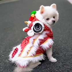 Chinese Lion Dance Dog Costume | New Year Pet Clothes for Chihuahua