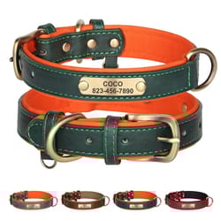 custom pu leather dog collar leash | free engraving for dogs