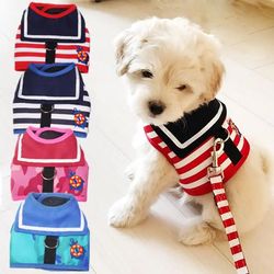 navy style pet dog clothes & leash set for small-medium dogs