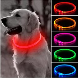 Luminous LED Dog Collar with USB Charging - Bright, Detachable, for Pets