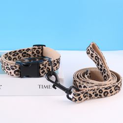 leopard green field pet collar: personalized camo nylon - adjustable for dogs