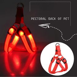 Nylon LED Pet Safety Harness Leash Set - Adjustable Flashing Light for Dogs
