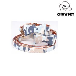 pu leather print dog collar: all seasons, metal buckle - pet straps & leash set