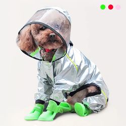 transparent hooded pet dog raincoat | waterproof jumpsuit for dogs & cats
