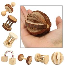 Cute Rabbit Roller Toys: Wooden Dumbbells, Unicycle Bell Chew for Rabbits