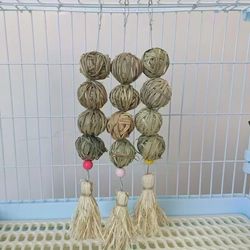 Natural Straw Ball Hanging String Rabbit Toy for Boredom Relief
