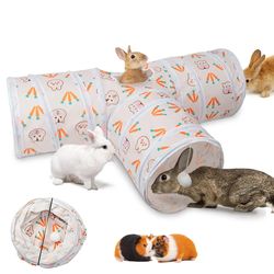 bunny hideout tunnel toy: foldable, two/three-channel, small animal supplies