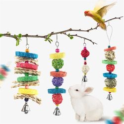 Rabbit & Hamster Chew Toy: Hanging Bells, Rattan Balls