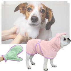 Cute Dog Bathrobe | Microfiber Absorbent Coat for Fast Drying | Dogs & Cats