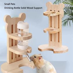Wooden Small Pets Water Bottle Holder - Auto Dispenser for Guinea Pigs & Chinchillas