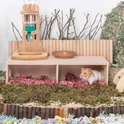 Solid Wood Hamster Hideout: Resting Nest Toy for Golden Silk Bear