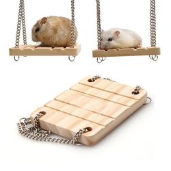 pet accessories: hamster & chinchilla toys, wooden swing, harness, hanging bed, parrot rest mat