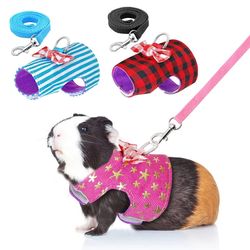 Hamster & Rabbit Harness Set: Bowtie Striped Vest & Leash for Small Pets