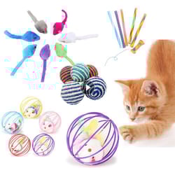 colorful cat teaser toy with bell mouse cage attachment - pet supplies