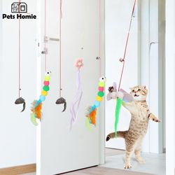 "interactive cat toy: swing, sticky disc, elastic rope, door teaser & more "