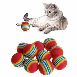 interactive rainbow cat toy ball for play and training - durable eva chew ball with rattle sound