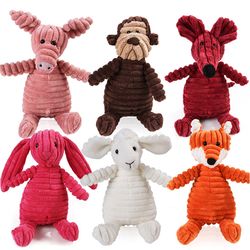 corduroy dog toys: plush squeaky toys for small and large dogs, puppy chew and bite resistant pet toy with squeaker