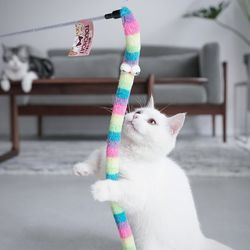 colorful feather cat teaser wand: interactive toy for fun playtime | pet supplies & accessories