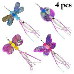 4pcs funny butterfly kitten teaser stick refill set for cat toys