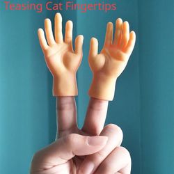 silicone hand puppet: funny mini hands for cat teasing - novelty prank toy props
