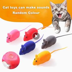 interactive cat toy: clockwork plush mouse with realistic sound | kitten supplies