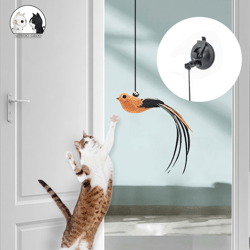 interactive cat toy: retractable hanging door simulation bird with scratch rope mouse - fun self-play for pets
