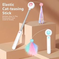 Retractable Cat Teaser Stick | Replaceable Feather Toy | Mint Supplies