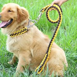 Large Dog Leashes: Double Strand Braided Rope with Metal P Chain Buckle