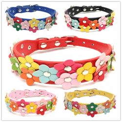 Portable Flowers PU Leather Chain for Small/Medium/Large Dogs