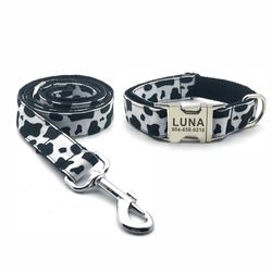 Custom Cow Pattern Pet Collar: Personalized ID Tag for Dogs & Cats