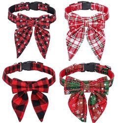 Cotton Christmas Snowflake Bow Dog Collars - Pet Accessories for Small & Large Dogs