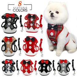 Elegant Bow Dog Collars & Traction Rope - Christmas Pet Harness