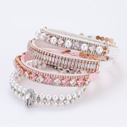 Crystal Rhinestone Pearl Collars: Dog Cat Necklaces