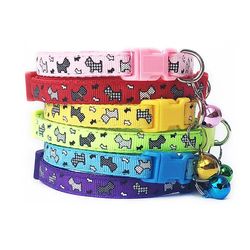 Cute Cartoon Print Pet Collar: Fashionable Bell Necklace for Dogs & Cats