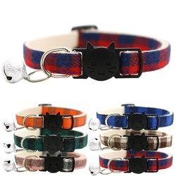 Plaid Cat Collar Buckles: Safety with Bell, Adjustable for Kittens & Puppies