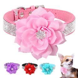 Bling Rhinestone Dog Collar with Flower Crystal - Fashion Accessory for Chihuahua