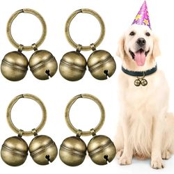 Brass Cat Dog Collar Bells: Pet Pendant with Key Rings