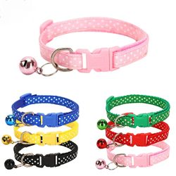 Reflective Adjustable Pet Collar with Bell Dot Pattern - Secure & Stylish for Dogs and Cats