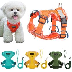 4-point Adjustment Dog Harness and Leash Set for Small Dogs Reflective Mesh Dog Harness Vest Puppy Cat Chest Strap Pet S