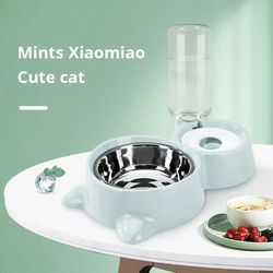 Automatic Pet Food Water Fountain: Blue Bowl Feeder for Cats & Dogs