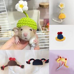 Cute Pet Knitted Hat: Hamster & Guinea Pig Costume | Mini Pet Items & Parrot Headwear