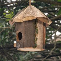 Wooden Bird Nest: Natural Decor for Home Craft & Garden Clearance