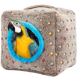 Winter Warm Bird Plush Hideaway Cave Nest Bed Toy for Large Birds: Macaws, African Greys, Cockatoos