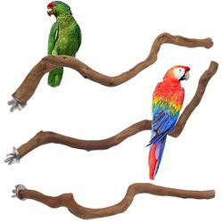 Parrot Perch Stand Pole: Natural Tree Stick Toy for Bird Cage