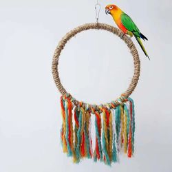 Pet Bird Parrot Toy: Cotton Rope Circle Chewing Bite | Cage Swing Stand Climb Toy
